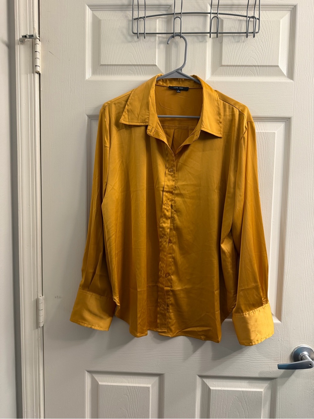 Love Tree Mustard Yellow Button-Down Blouse